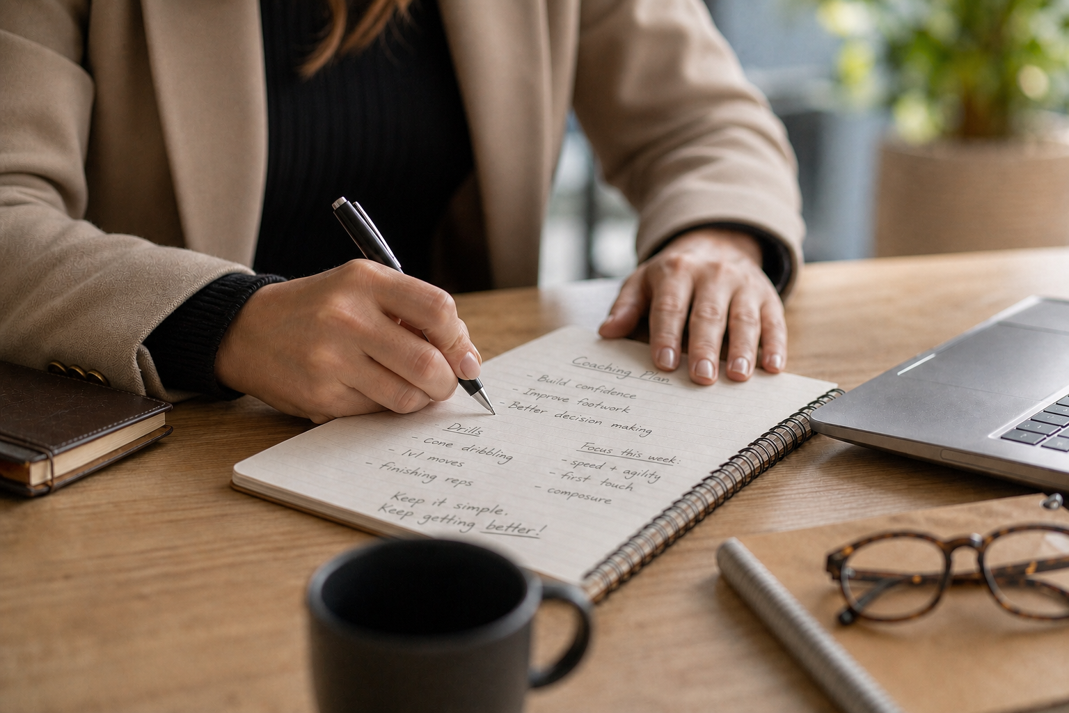 Woman Writing On Document